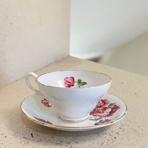 Vintage Stanley Fine Bone China Tea Cup Saucer‎ England Dainty Pink Roses Floral